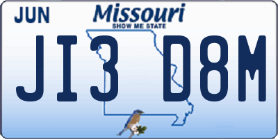 MO license plate JI3D8M