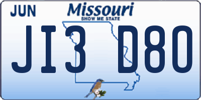 MO license plate JI3D8O