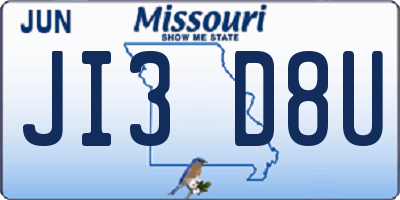 MO license plate JI3D8U