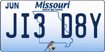 MO license plate JI3D8Y
