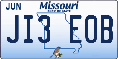 MO license plate JI3E0B