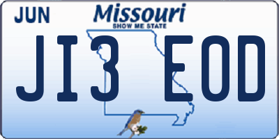 MO license plate JI3E0D