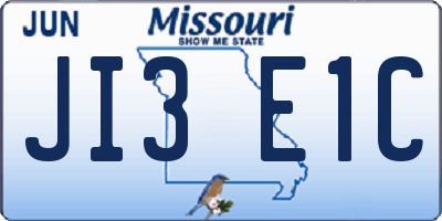 MO license plate JI3E1C