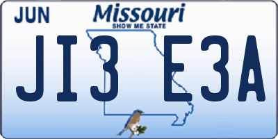 MO license plate JI3E3A
