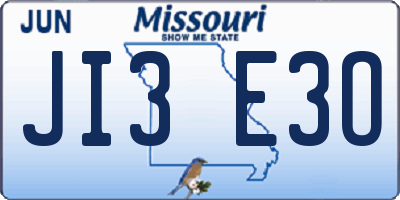MO license plate JI3E3O