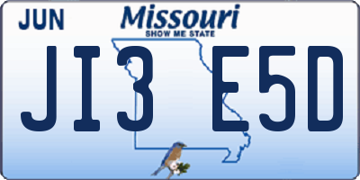 MO license plate JI3E5D