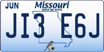 MO license plate JI3E6J