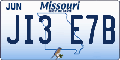 MO license plate JI3E7B