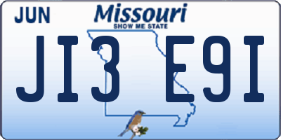 MO license plate JI3E9I