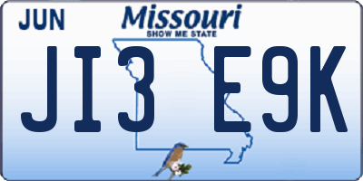 MO license plate JI3E9K