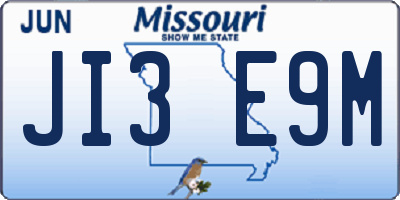 MO license plate JI3E9M