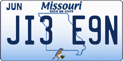 MO license plate JI3E9N
