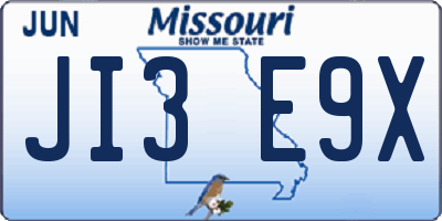 MO license plate JI3E9X