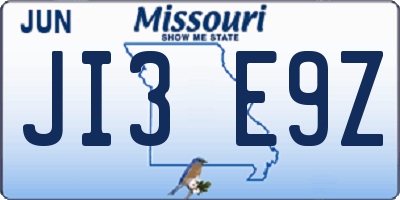 MO license plate JI3E9Z