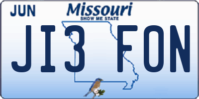 MO license plate JI3F0N