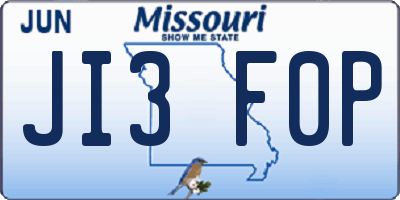 MO license plate JI3F0P