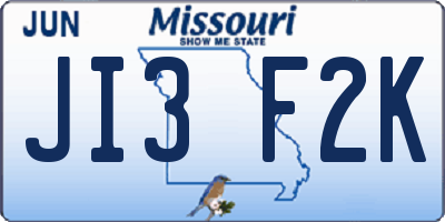 MO license plate JI3F2K
