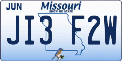 MO license plate JI3F2W