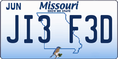 MO license plate JI3F3D