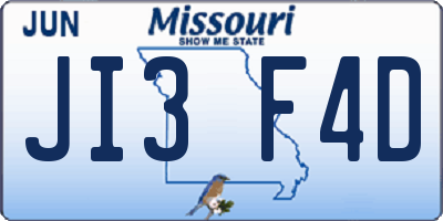 MO license plate JI3F4D