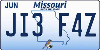 MO license plate JI3F4Z