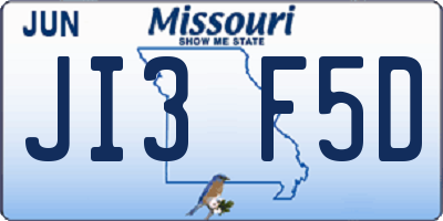 MO license plate JI3F5D