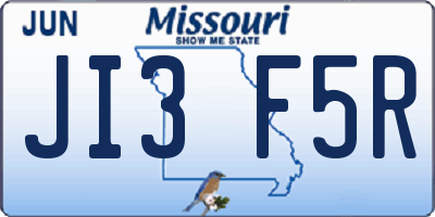 MO license plate JI3F5R