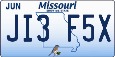 MO license plate JI3F5X