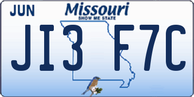 MO license plate JI3F7C