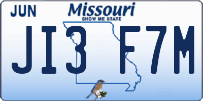 MO license plate JI3F7M