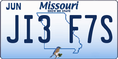 MO license plate JI3F7S