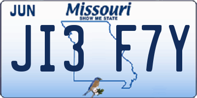 MO license plate JI3F7Y