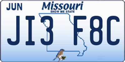 MO license plate JI3F8C