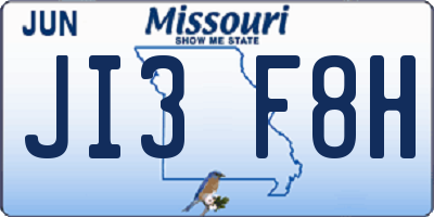 MO license plate JI3F8H