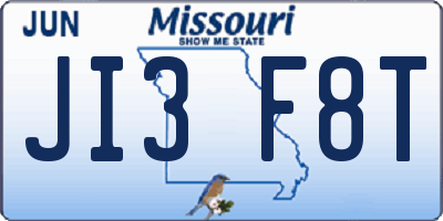 MO license plate JI3F8T