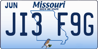 MO license plate JI3F9G