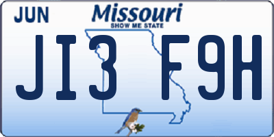 MO license plate JI3F9H