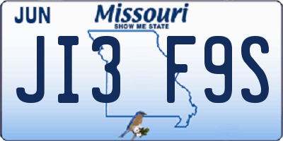 MO license plate JI3F9S