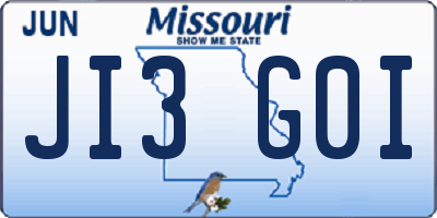 MO license plate JI3G0I