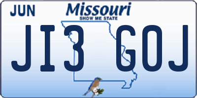 MO license plate JI3G0J