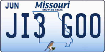 MO license plate JI3G0O