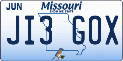 MO license plate JI3G0X