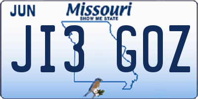 MO license plate JI3G0Z