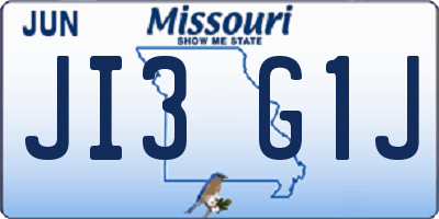 MO license plate JI3G1J