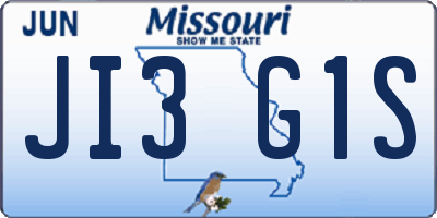 MO license plate JI3G1S