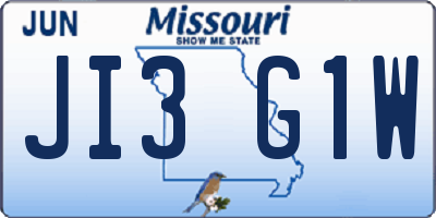 MO license plate JI3G1W