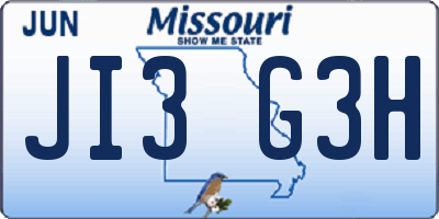MO license plate JI3G3H