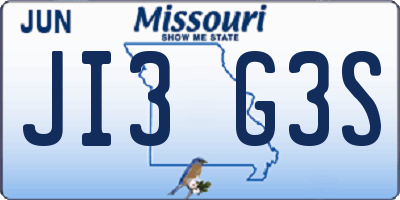 MO license plate JI3G3S