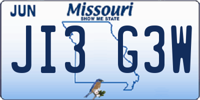 MO license plate JI3G3W