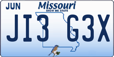 MO license plate JI3G3X